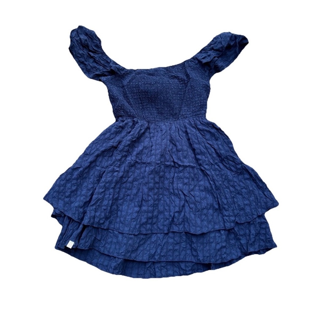 NWT Simply Southern Tie Back Dress in Navy Size L Smocked Wedding Summer Cute